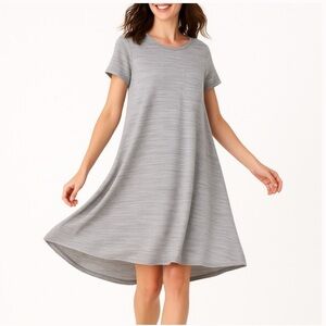 LuLaRoe Carly Gray Striped Heathered Hi Lo Dress Asymmetrical Dress,Sz.L!NWT